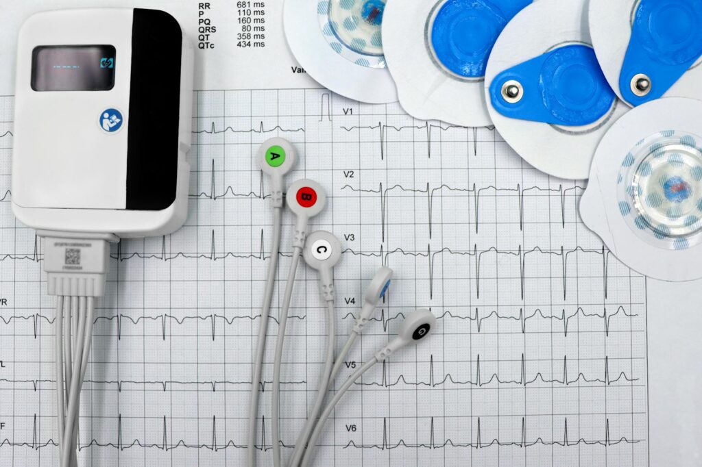 detailed view of ecg equipment and readings